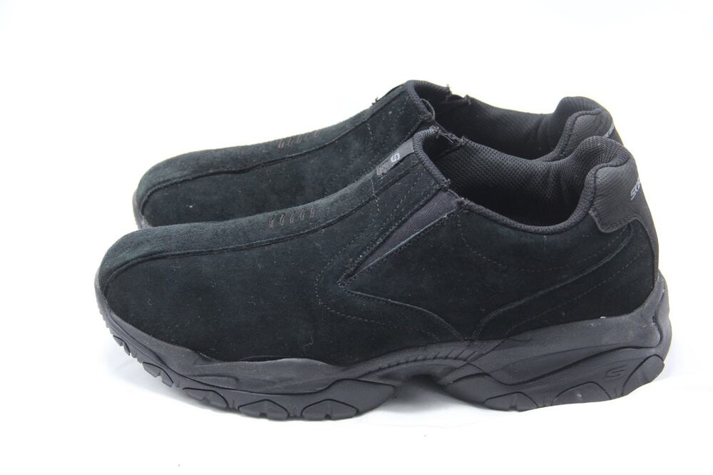 Skechers Sparta Slip-on Shoes Mens Size 11 Wide Black Suede Size 13 Memory Foam